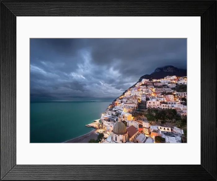 Framed Print : Positano, Italy along the Amalfi Coast at dusk Framed Print : Positano, Italy along the Amalfi Coast at dusk