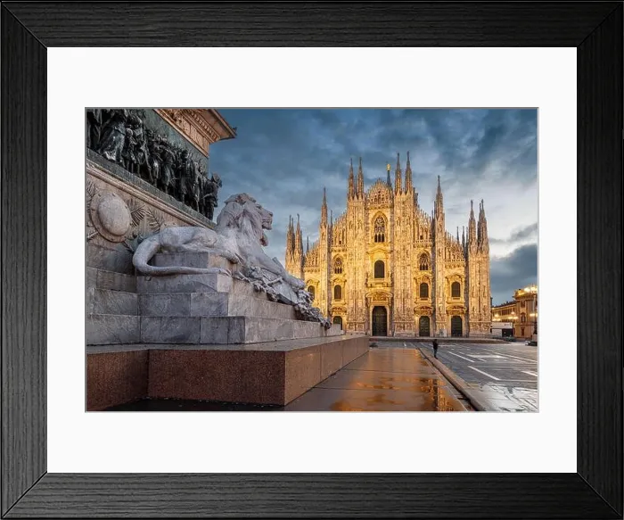 Framed Print : Milan, Italy at the Milan Duomo and Statua di Vittorio Emanuele II at twilight