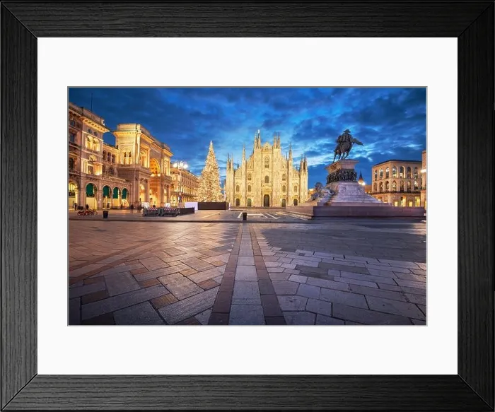 Framed Print : Milan, Italy at the Milan Duomo and Statua di Vittorio Emanuele II at twilight Framed Print : Milan, Italy at the Milan Duomo and Statua di Vittorio Emanuele II at twilight