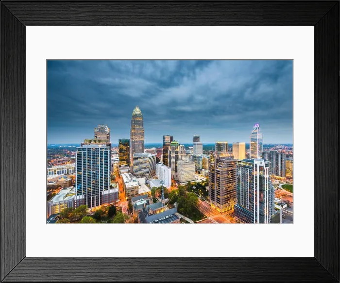 Framed Print : Charlotte, North Carolina, USA uptown skyline at twilight Framed Print : Charlotte, North Carolina, USA uptown skyline at twilight