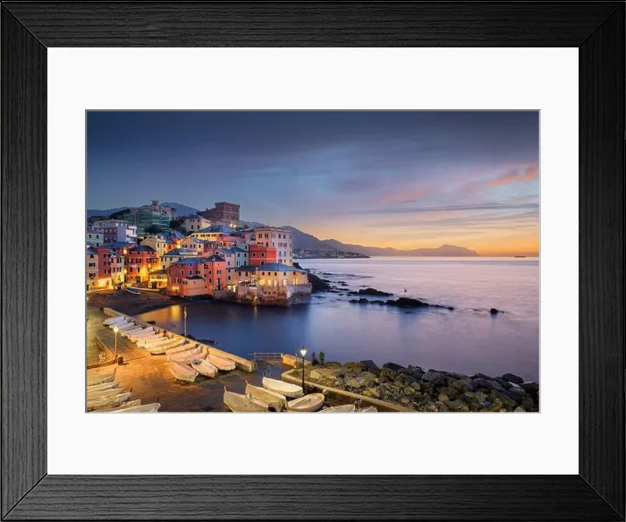 Framed Print : The old fishing village of Boccadasse, Genoa, Italy at dawn Framed Print : The old fishing village of Boccadasse, Genoa, Italy at dawn