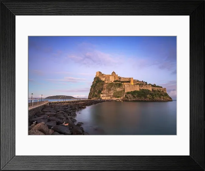 Framed Print : Ischia, Italy with Aragonese Castle in the Mediterranean at dawn Framed Print : Ischia, Italy with Aragonese Castle in the Mediterranean at dawn