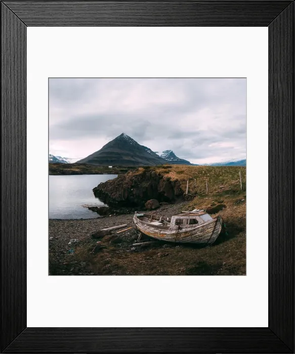 Framed Print : Typical Iceland landscape with ship Framed Print : Typical Iceland landscape with ship