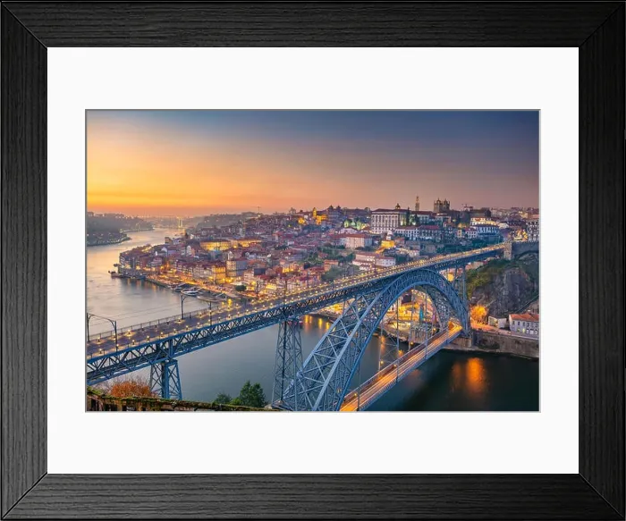 Framed Print : Porto, Portugal. Cityscape image of Porto, Portugal with the famous Luis Bridge and the Douro River during sunset Framed Print : Porto, Portugal. Cityscape image of Porto, Portugal with the famous Luis Bridge and the Douro River during sunset