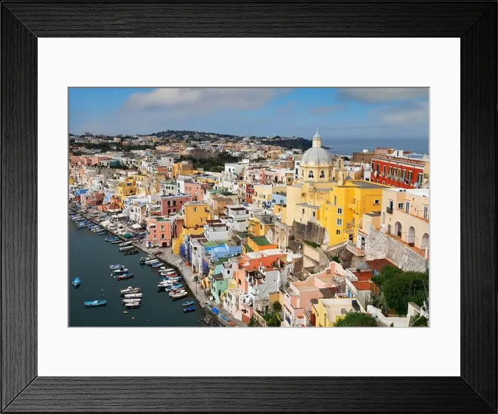 Framed Print : Procida, Italy old town skyline in the Mediterranean in the afternoon Framed Print : Procida, Italy old town skyline in the Mediterranean in the afternoon