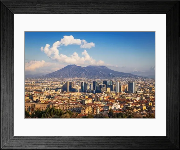 Framed Print : Naples, Italy with the financial district skyline under Mt. Vesuvius in the afternoon Framed Print : Naples, Italy with the financial district skyline under Mt. Vesuvius in the afternoon