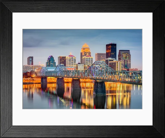 Framed Print : Louisville, Kentucky, USA skyline on the river Framed Print : Louisville, Kentucky, USA skyline on the river