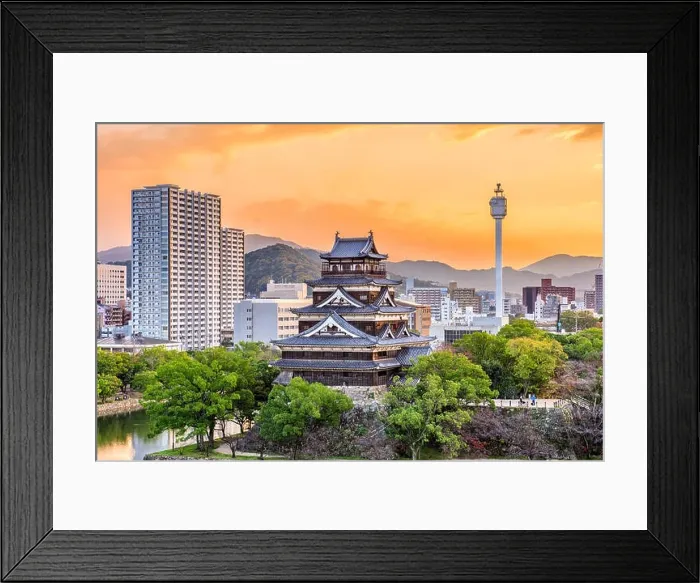 Framed Print : Hiroshima, Japan cityscape and castle Framed Print : Hiroshima, Japan cityscape and castle
