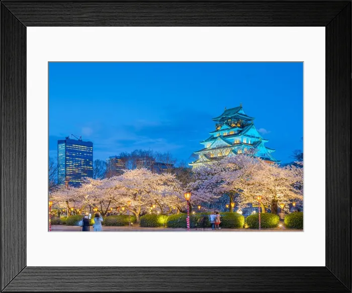 Framed Print : Osaka, Japan castle and cityscape in spring Framed Print : Osaka, Japan castle and cityscape in spring