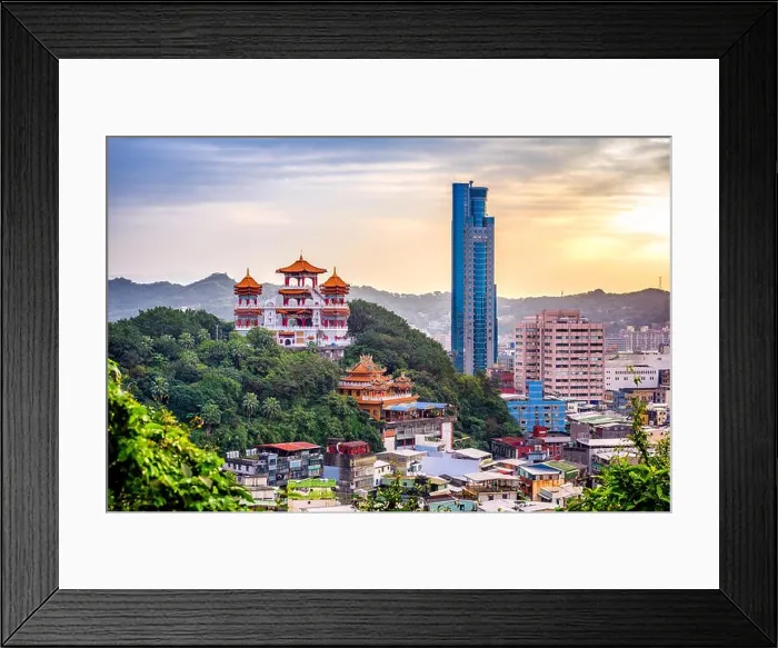 Framed Print : Keelung, Taiwan temples and cityscape Framed Print : Keelung, Taiwan temples and cityscape