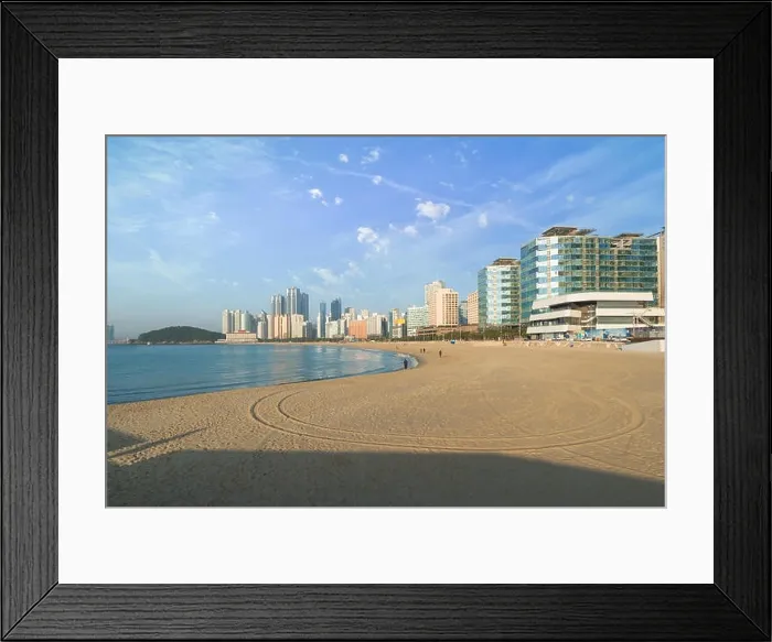 Framed Print : Haeundae beach is Busan's most popular beach because of its easy access from downtown Busan. And It is one of the most famous beaches in South Korea