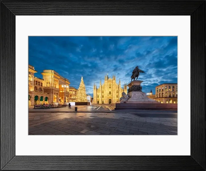 Framed Print : Milan, Italy at the Milan Duomo and Galleria during Christmas time at twilight Framed Print : Milan, Italy at the Milan Duomo and Galleria during Christmas time at twilight