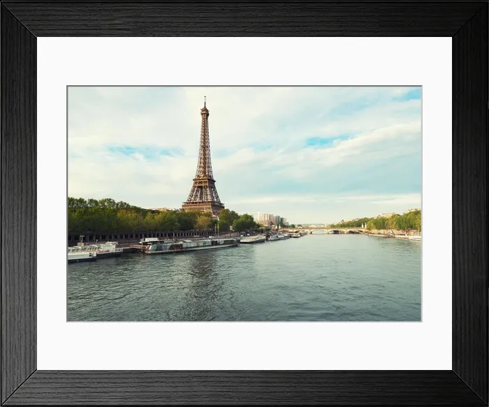 Framed Print : Eiffel tower in Paris from the river Seine in spring season. Paris, France Framed Print : Eiffel tower in Paris from the river Seine in spring season. Paris, France
