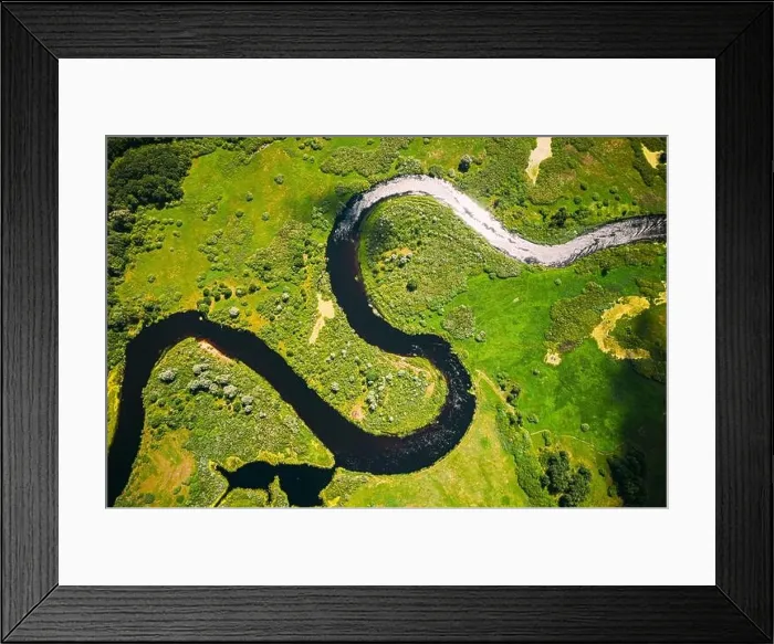 Framed Print : Aerial View Green Forest Woods And River Landscape In Sunny Spring Summer Day. Top View Of Beautiful European Nature From High Attitude In Autumn Framed Print : Aerial View Green Forest Woods And River Landscape In Sunny Spring Summer Day. Top View Of Beautiful European Nature From High Attitude In Autumn