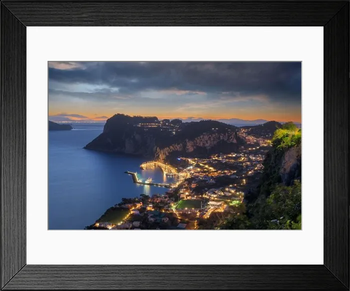 Framed Print : Capri, Italy aerial view with Marina Grande at dusk Framed Print : Capri, Italy aerial view with Marina Grande at dusk