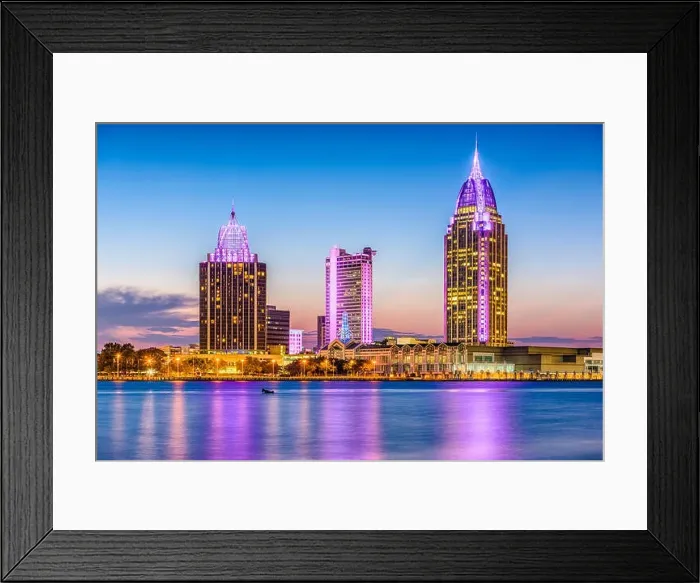 Framed Print : Mobile, Alabama, USA skyline on the river Framed Print : Mobile, Alabama, USA skyline on the river