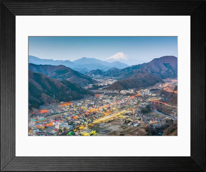 Framed Print : Otsuki, Japan Skyline with Mt. Fuji Framed Print : Otsuki, Japan Skyline with Mt. Fuji