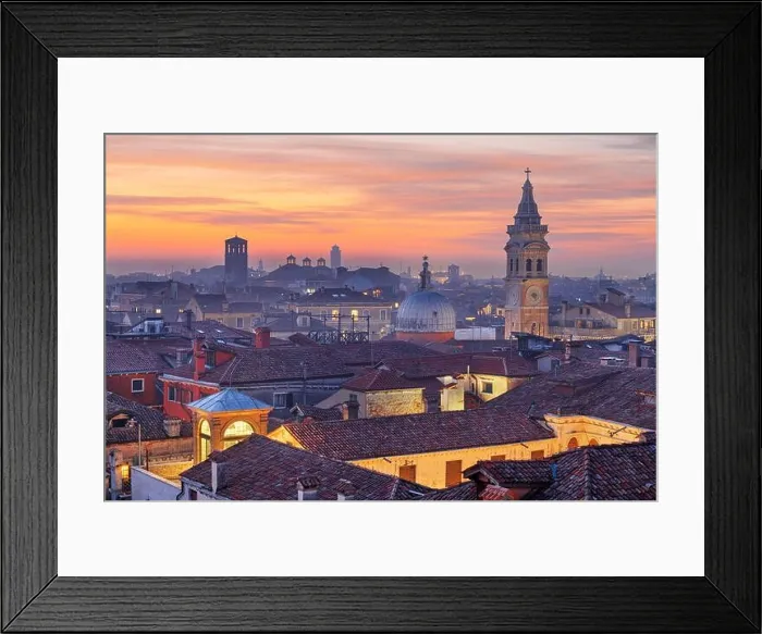 Framed Print : Venice, Italy rooftop skyline and historic landmarks at dusk Framed Print : Venice, Italy rooftop skyline and historic landmarks at dusk