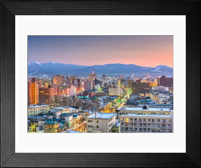 Framed Print : Hakodate, Hokkaido, Japan downtown cityscape at dusk Framed Print : Hakodate, Hokkaido, Japan downtown cityscape at dusk