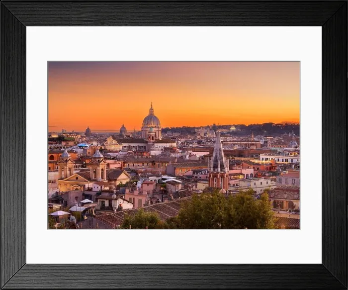 Framed Print : Italy, Rome cityscape with historic buildings and cathedrals at dusk Framed Print : Italy, Rome cityscape with historic buildings and cathedrals at dusk