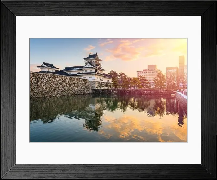 Framed Print : Toyama, Japan at Toyama Castle from the moat at twilight Framed Print : Toyama, Japan at Toyama Castle from the moat at twilight