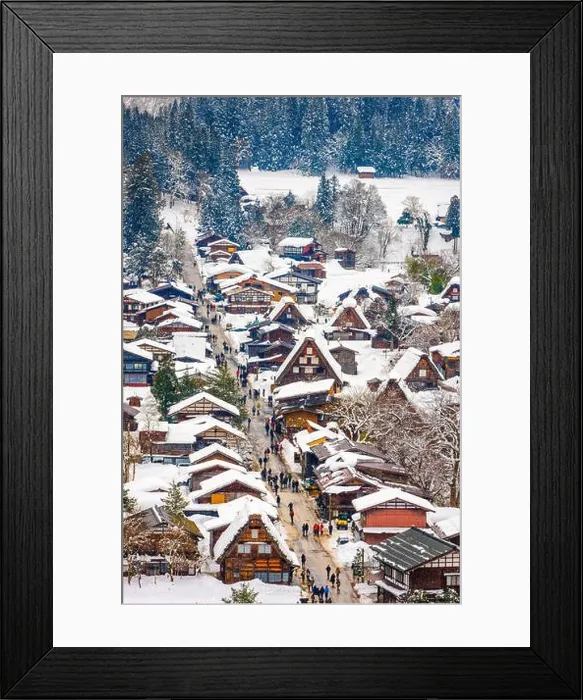 Framed Print : Shirakawago, Gifu, Japan historic farming village in winter Framed Print : Shirakawago, Gifu, Japan historic farming village in winter