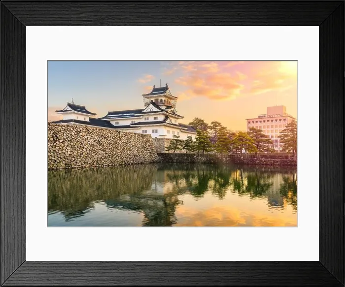 Framed Print : Toyama, Japan at Toyama Castle from the moat at twilight Framed Print : Toyama, Japan at Toyama Castle from the moat at twilight