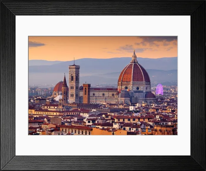 Framed Print : Florence, Italy skyline with landmark buildings at dusk over the Duomo Framed Print : Florence, Italy skyline with landmark buildings at dusk over the Duomo