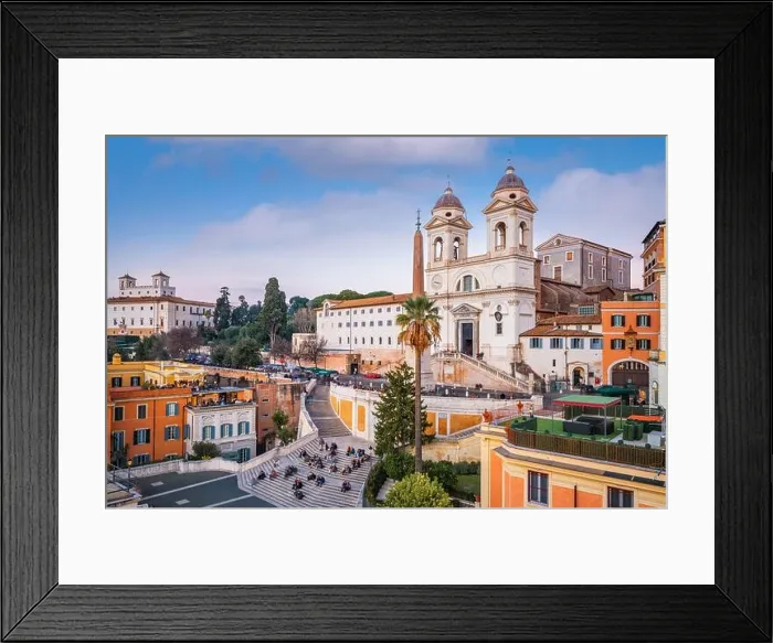 Framed Print : Rome, Italy at the Spanish steps from above in the late afternoon Framed Print : Rome, Italy at the Spanish steps from above in the late afternoon