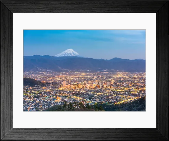 Framed Print : Kofu, Japan skyline with Mt. Fuji Framed Print : Kofu, Japan skyline with Mt. Fuji