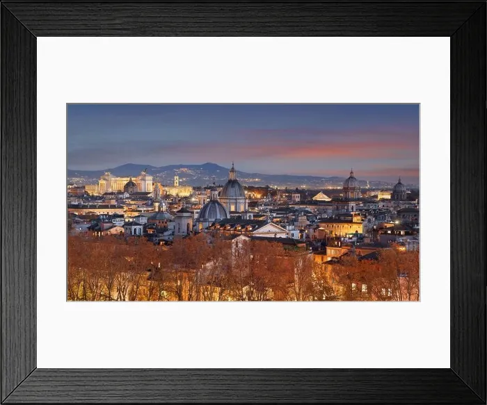 Framed Print : Rome, Italy historic skyline at dusk with autumn foliage Framed Print : Rome, Italy historic skyline at dusk with autumn foliage