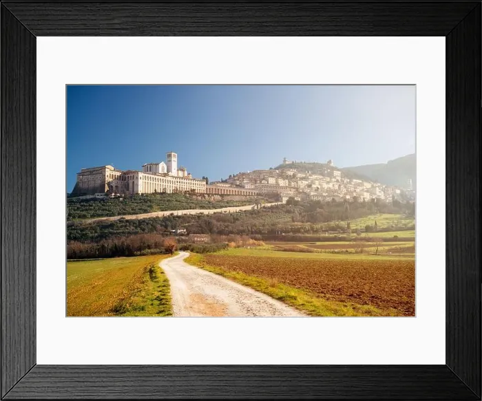 Framed Print : Assisi, Italy town skyline with the Basilica of Saint Francis of Assisi Framed Print : Assisi, Italy town skyline with the Basilica of Saint Francis of Assisi