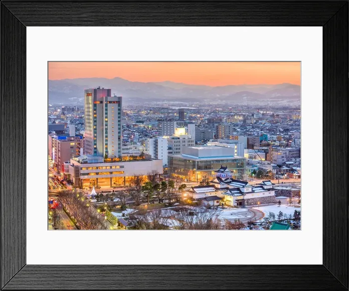 Framed Print : Toyama, Japan downtown city skyline Framed Print : Toyama, Japan downtown city skyline