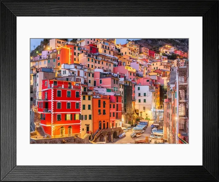 Framed Print : Riomaggiore, Italy at dusk. Riomaggiore is one of the five towns of Cinque Terre Framed Print : Riomaggiore, Italy at dusk. Riomaggiore is one of the five towns of Cinque Terre