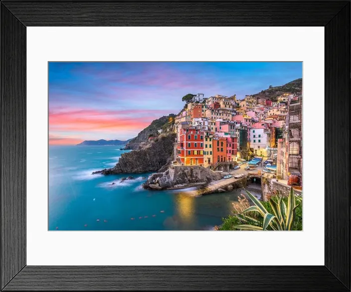 Framed Print : Riomaggiore, Italy at dusk. Riomaggiore is one of the five towns of Cinque Terre Framed Print : Riomaggiore, Italy at dusk. Riomaggiore is one of the five towns of Cinque Terre