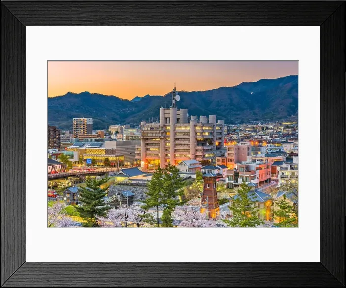 Framed Print : Kofu, Yamanashi, Japan downtown cityscape at dusk Framed Print : Kofu, Yamanashi, Japan downtown cityscape at dusk