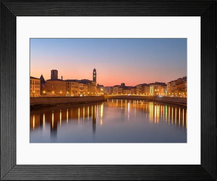 Framed Print : Pisa, Italy skyline on the Arno River at dusk Framed Print : Pisa, Italy skyline on the Arno River at dusk