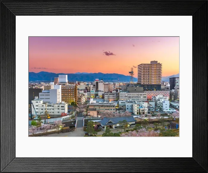 Framed Print : Kofu, Yamanashi, Japan downtown cityscape at dusk Framed Print : Kofu, Yamanashi, Japan downtown cityscape at dusk