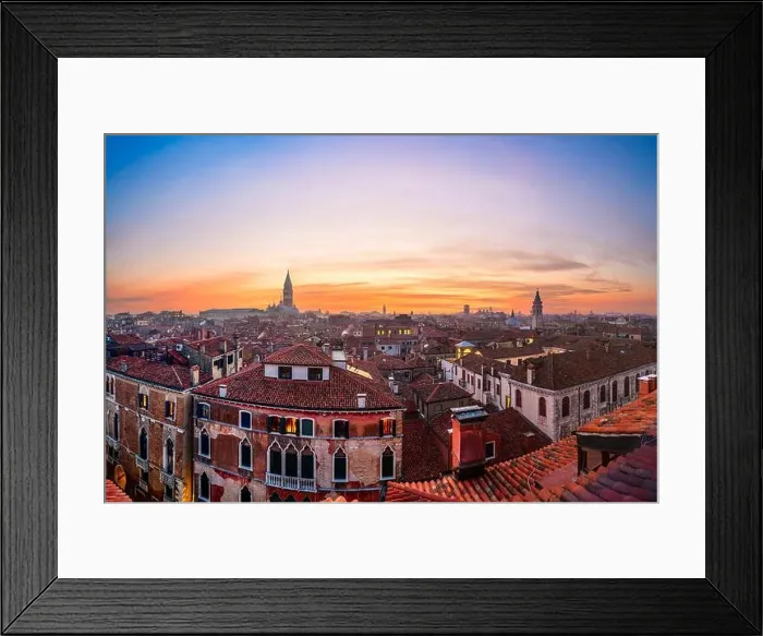 Framed Print : Venice, Italy rooftop skyline and historic landmarks at dusk Framed Print : Venice, Italy rooftop skyline and historic landmarks at dusk