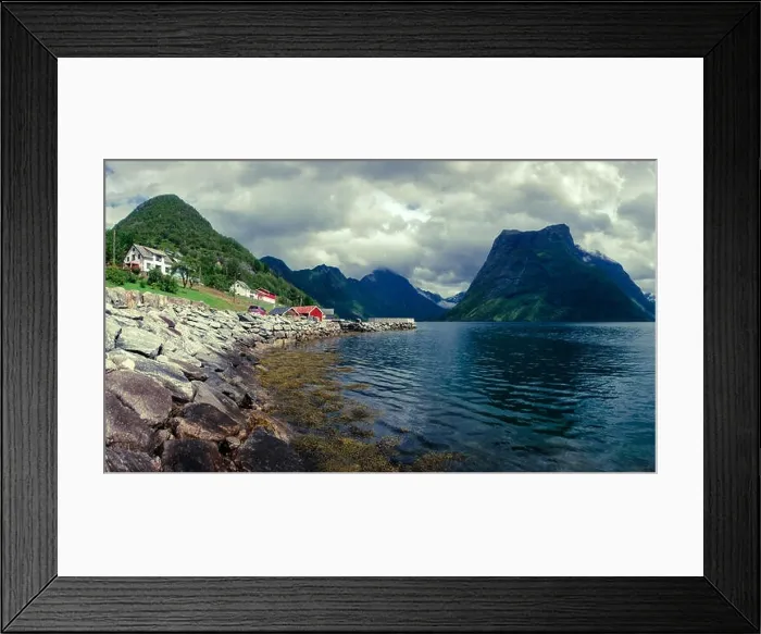 Framed Print : Urke village and Hjorundfjorden fjord Framed Print : Urke village and Hjorundfjorden fjord