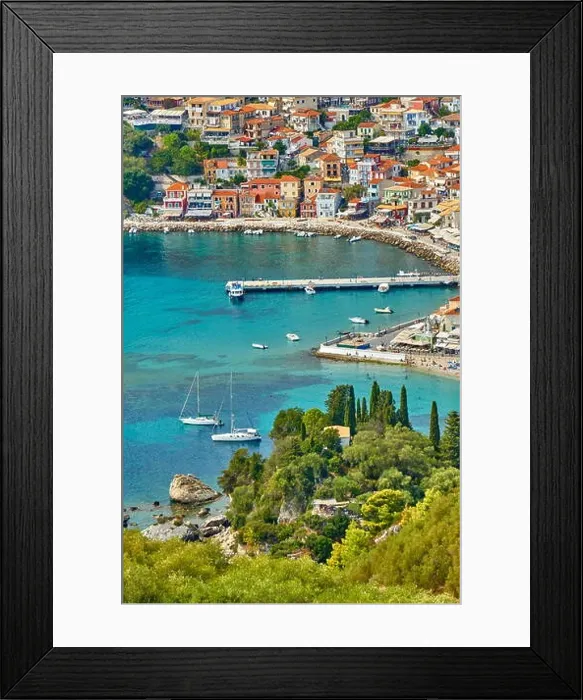 Framed Print : Aerial view at Parga resort and bay, Greece Framed Print : Aerial view at Parga resort and bay, Greece