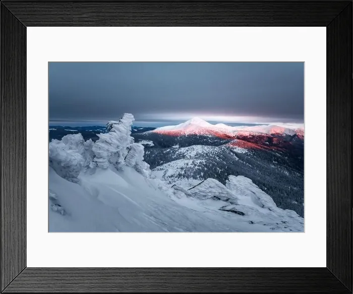 Framed Print : Fantastic orange winter landscape in snowy mountains glowing by sunlight. Dramatic wintry scene with snowy trees. Christmas holiday background Framed Print : Fantastic orange winter landscape in snowy mountains glowing by sunlight. Dramatic wintry scene with snowy trees. Christmas holiday background