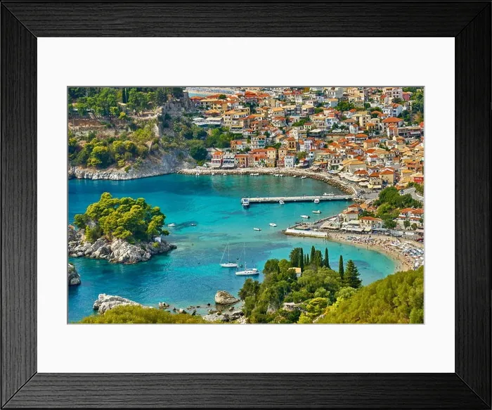 Framed Print : Aerial view at Parga resort and bay, Greece Framed Print : Aerial view at Parga resort and bay, Greece