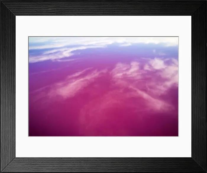 Framed Print : Abstract view of pink lake salt water and clouds reflection from drone. Creative nature color concept. Top view background Framed Print : Abstract view of pink lake salt water and clouds reflection from drone. Creative nature color concept. Top view background