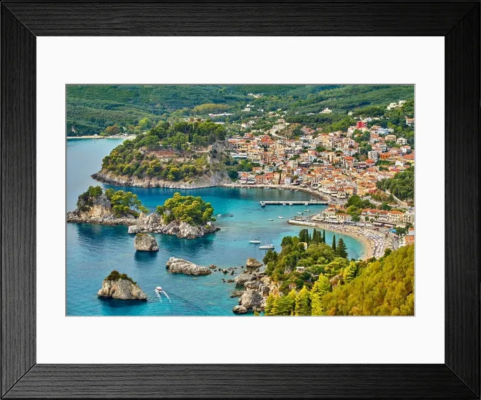Framed Print : Aerial view at Parga resort and bay, Greece Framed Print : Aerial view at Parga resort and bay, Greece