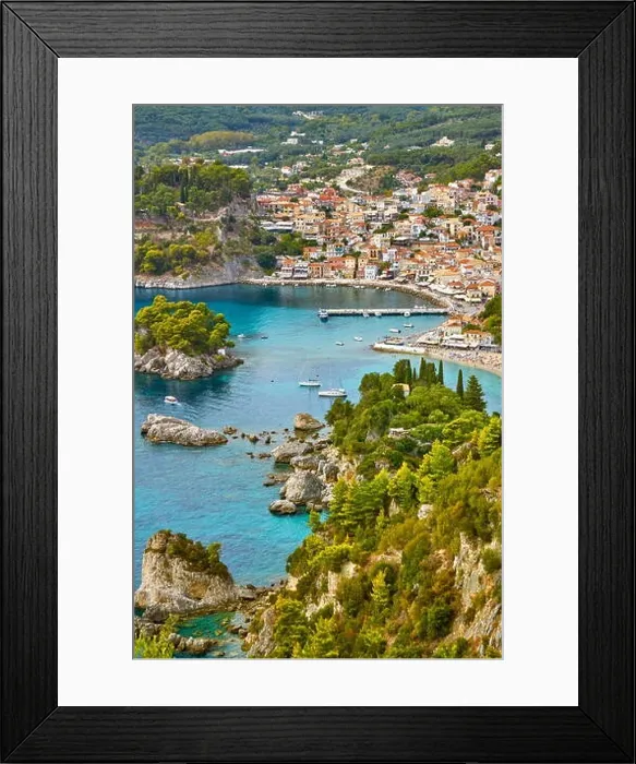 Framed Print : Aerial view at Parga resort and bay, Greece Framed Print : Aerial view at Parga resort and bay, Greece