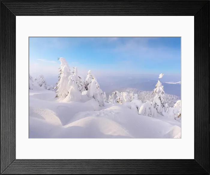 Framed Print : Fantastic winter landscape with snowy trees. Carpathian mountains, Ukraine, Europe. Christmas holiday concept Framed Print : Fantastic winter landscape with snowy trees. Carpathian mountains, Ukraine, Europe. Christmas holiday concept