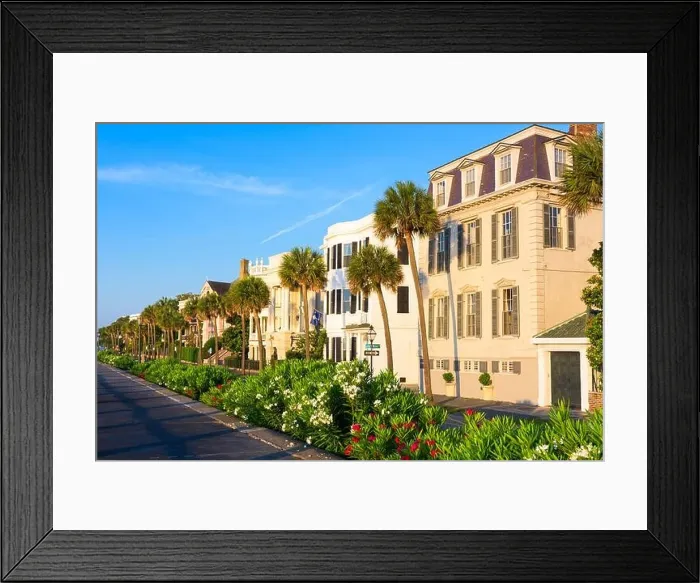 Framed Print : Charleston, South Carolina, USA homes along The Battery in the morning Framed Print : Charleston, South Carolina, USA homes along The Battery in the morning