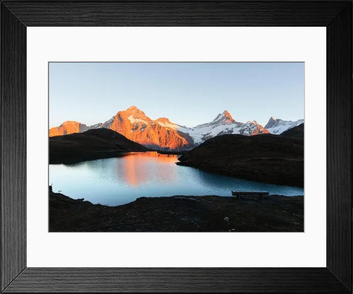 Framed Print : Picturesque view on Bachalpsee lake in Swiss Alps mountains. Snowy peaks of Wetterhorn, Mittelhorn and Rosenhorn. Grindelwald valley, Switzerland Framed Print : Picturesque view on Bachalpsee lake in Swiss Alps mountains. Snowy peaks of Wetterhorn, Mittelhorn and Rosenhorn. Grindelwald valley, Switzerland
