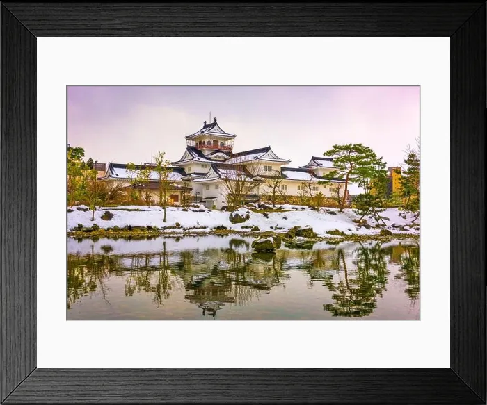 Framed Print : Toyama, Japan at Toyama Castle from the moat at twilight Framed Print : Toyama, Japan at Toyama Castle from the moat at twilight